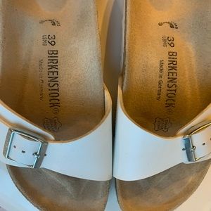 White one strap Birkenstock’s
